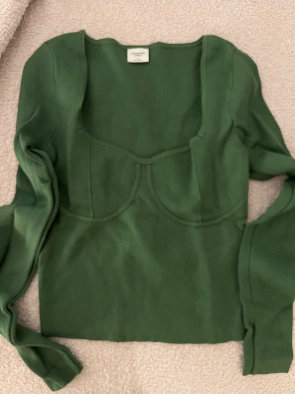 Abercrombie Green Long Sleeve Scoop Neck Top - Picture 2 of 4